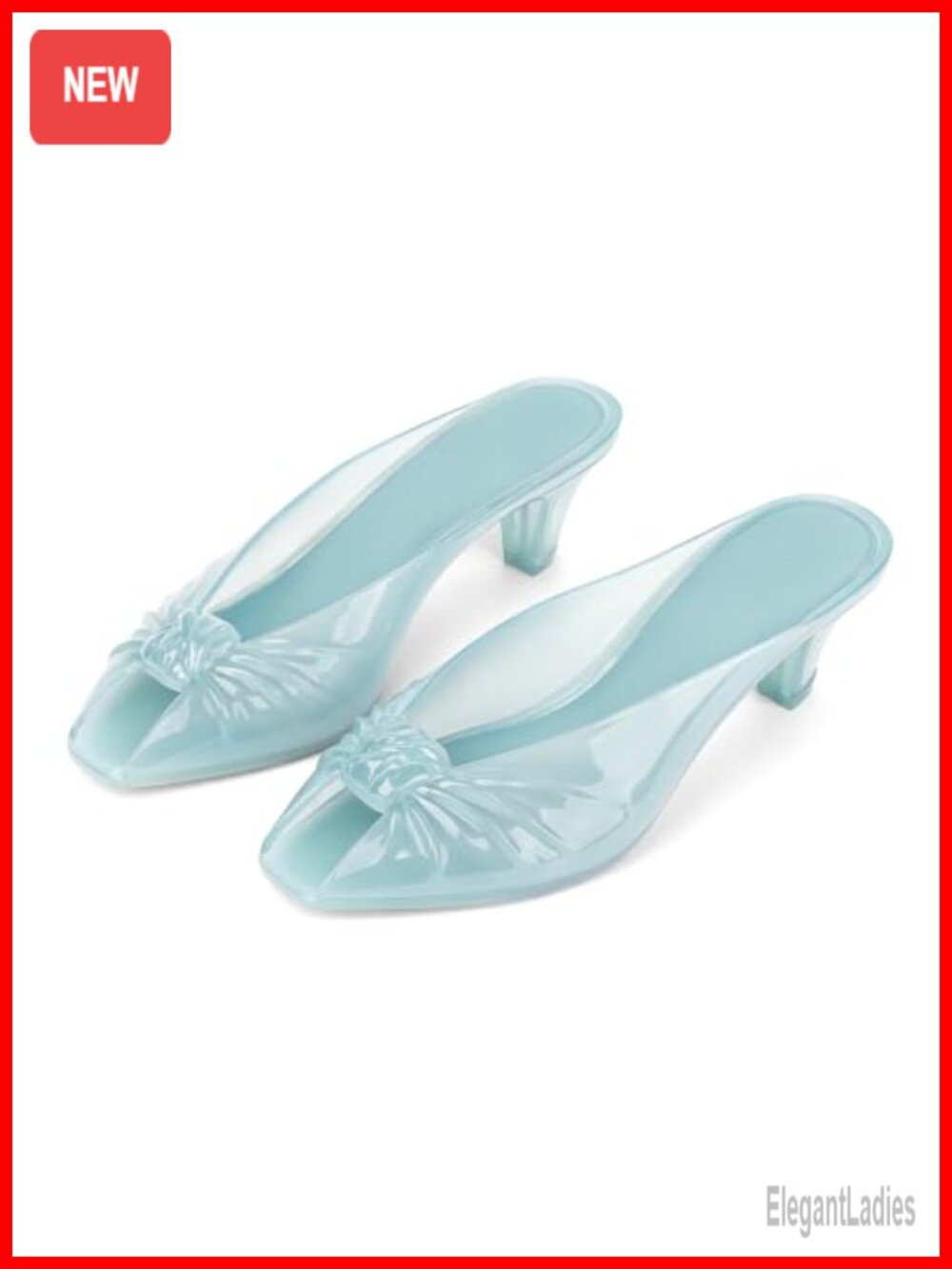 Jelly Mule Kitten Heel Sandals Peep Toe Slip On Waterproof Summer